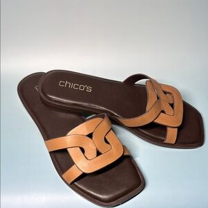 Chico's Brown and Tan Women's Size 6 Leather Sandals EUC